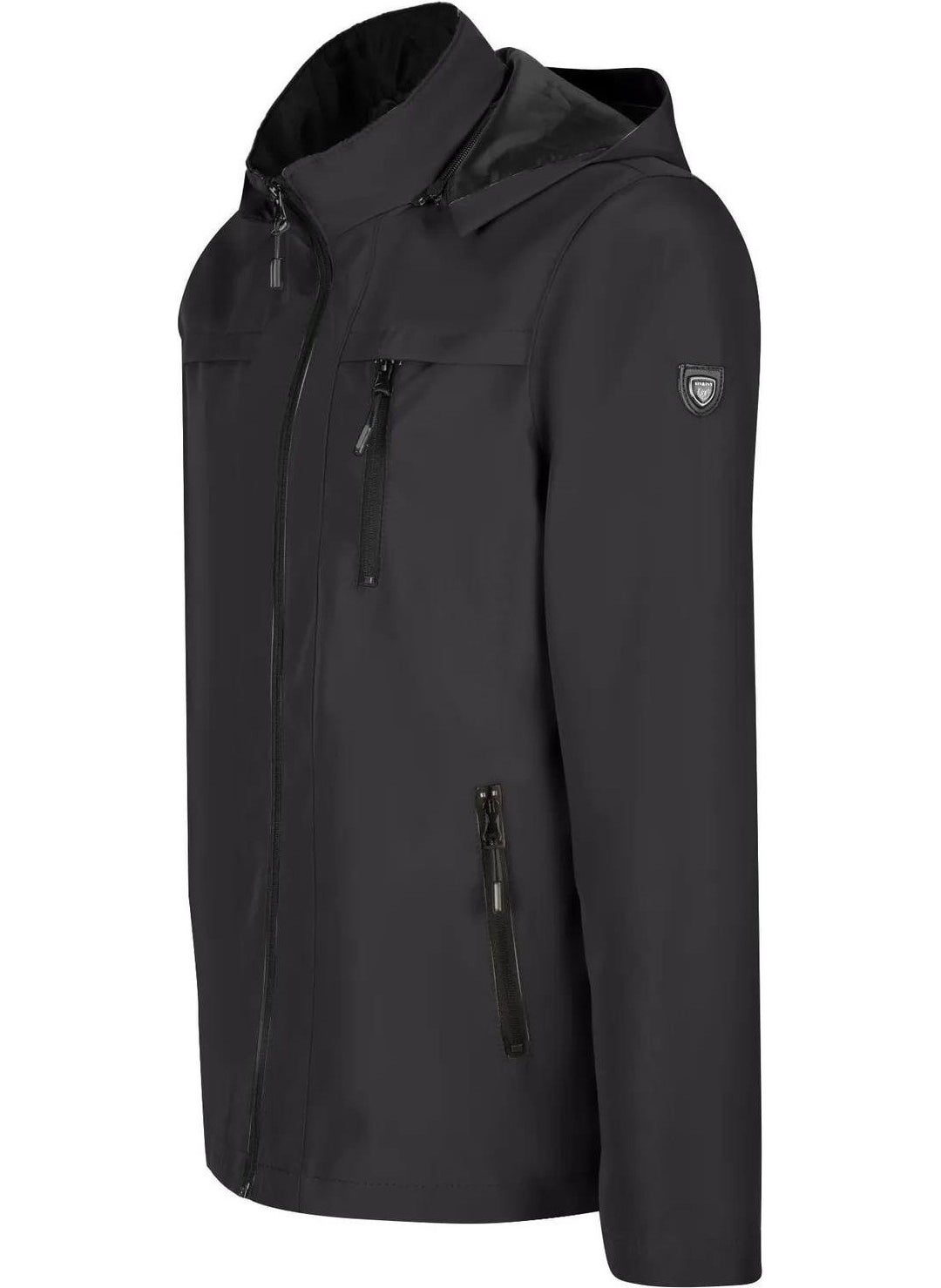 Men's Black 100% Waterproof Summer Jacket with Removable Hood and Inner Pocket