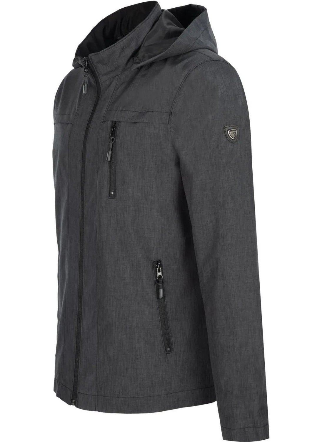 Men's Dark Grey 100% Waterproof Summer Jacket with Removable Hood and Inner Pocket