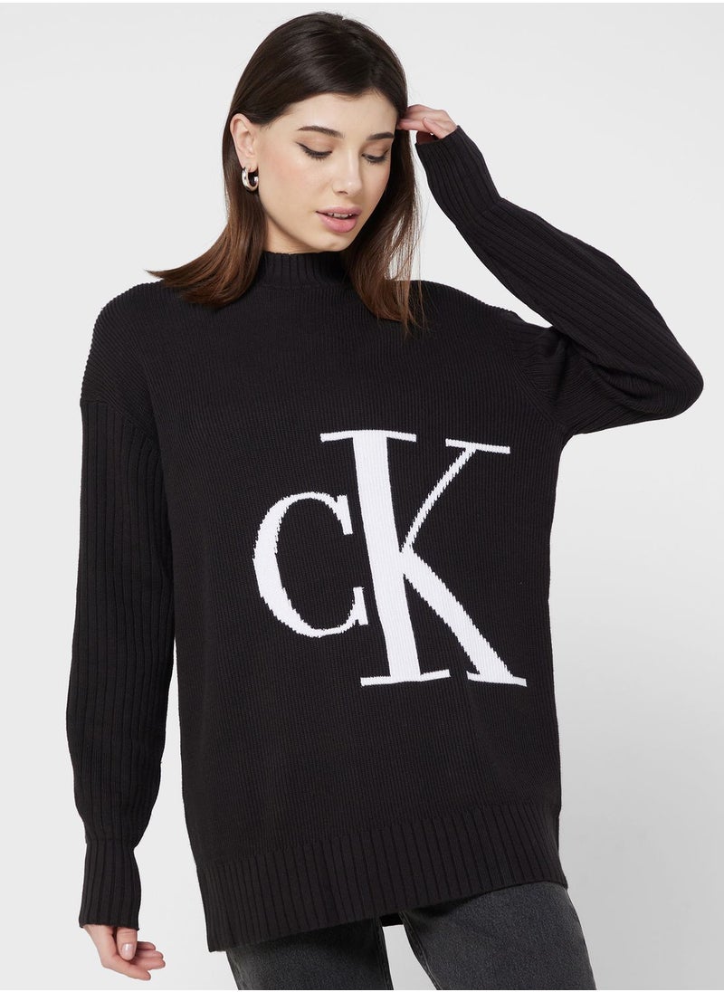 Crew Neck Graphic Sweater