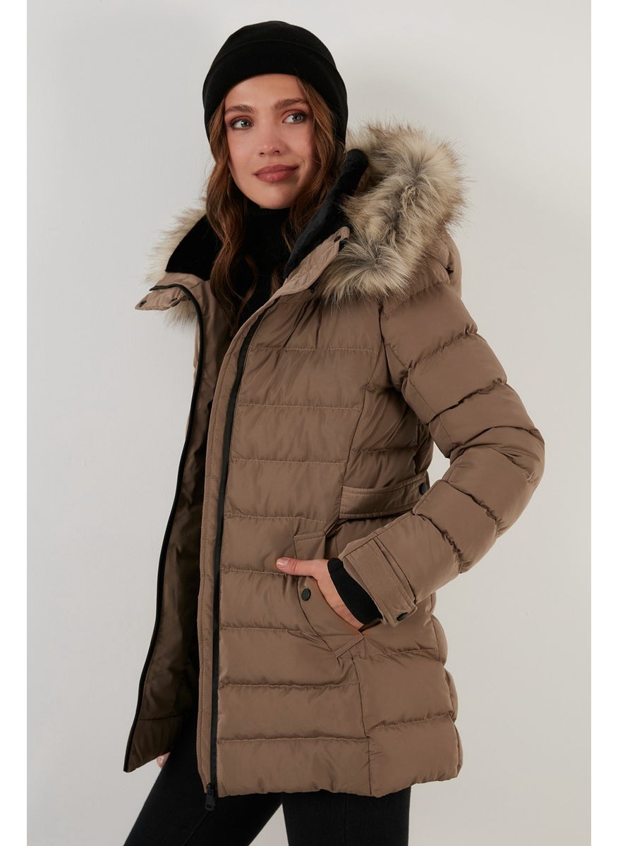 Collar Faux Fur Removable Hooded Puffer Coat Women's Coat 497Yasmin21