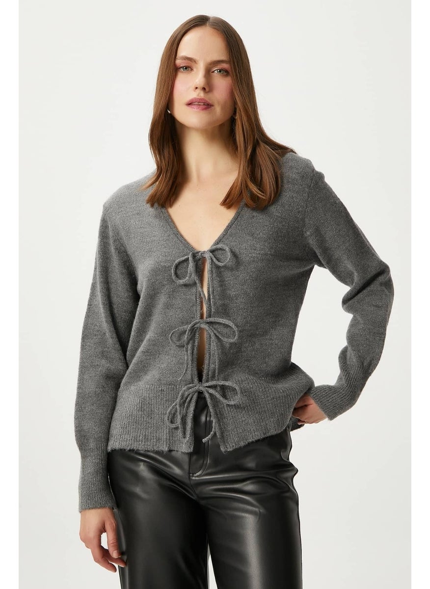 Women's Tena Laced Anthracite Knitted Cardigan