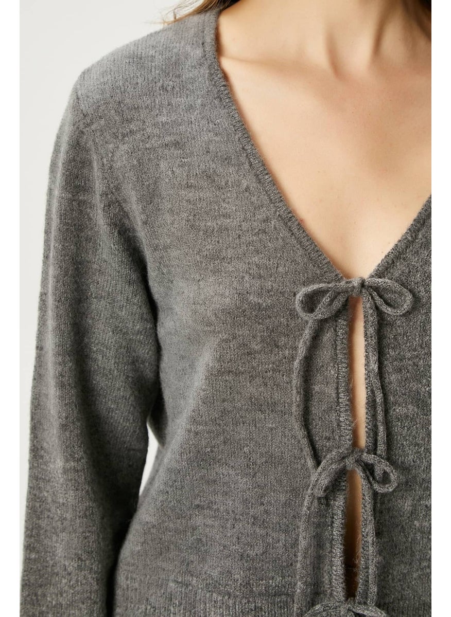 Women's Tena Laced Anthracite Knitted Cardigan