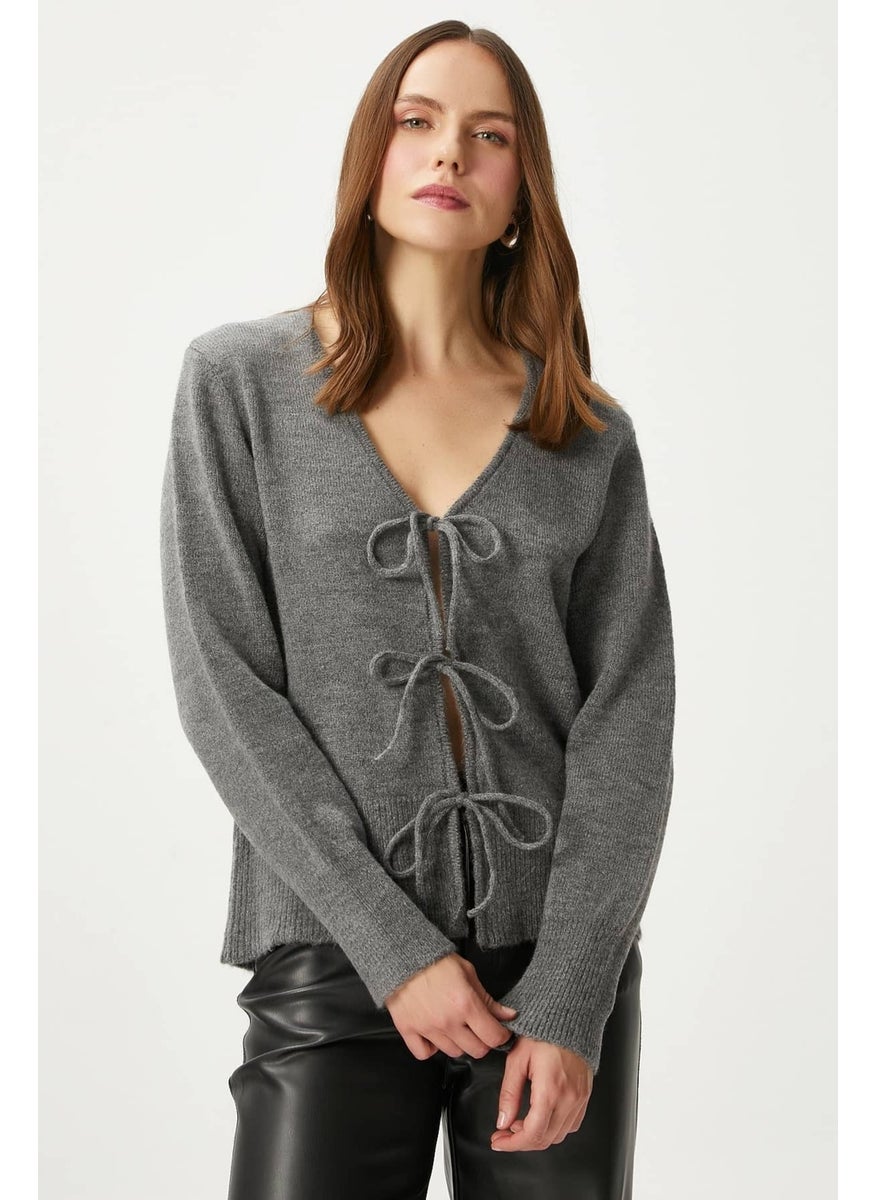 Women's Tena Laced Anthracite Knitted Cardigan