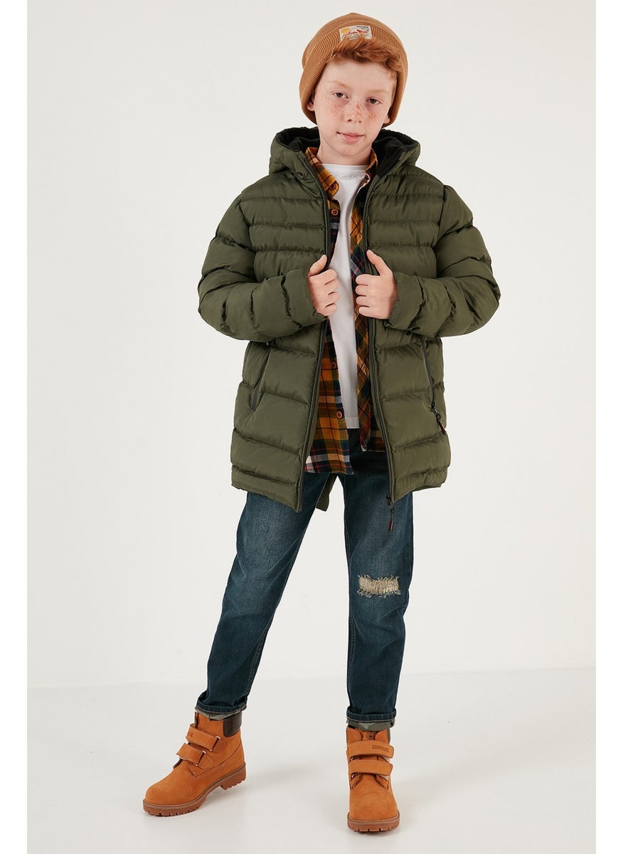 Zippered Pocket Hooded Puffer Coat Boys' Coat 6492324