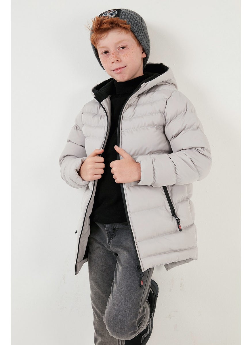 Zippered Pocket Hooded Puffer Coat Boys' Coat 6492324