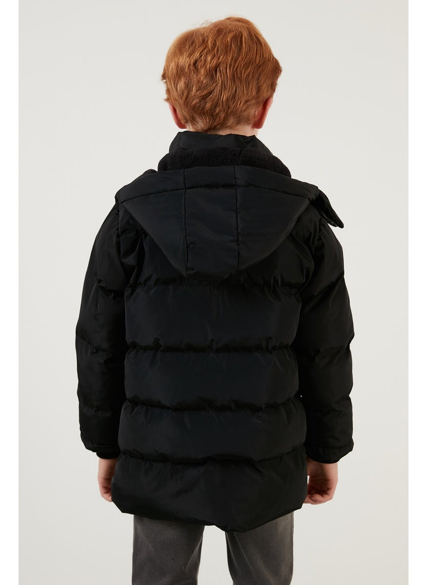 Plush Lined Removable Hooded Winter Coat with Pockets Boys' Coat 5761587