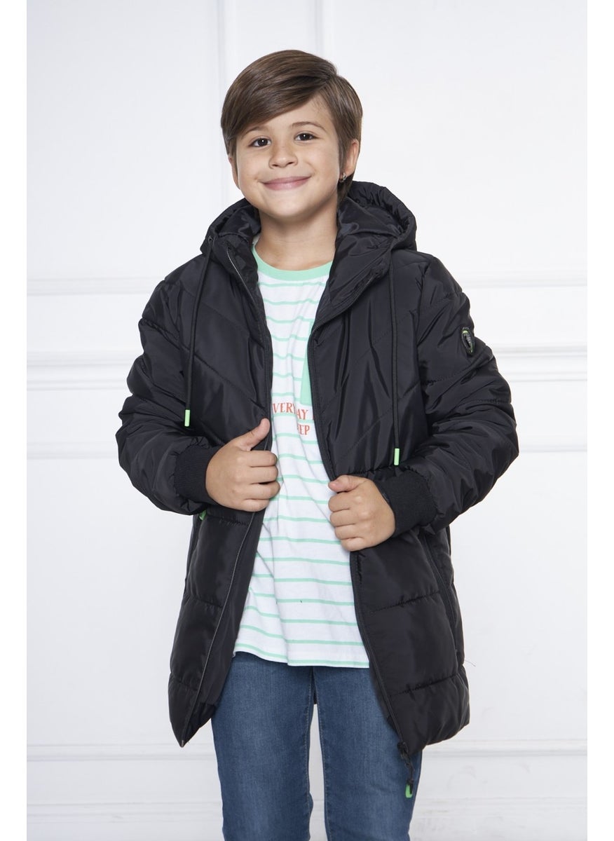 Black Boy Water and Windproof Thick Fur Inside Washable Coat & Jacket