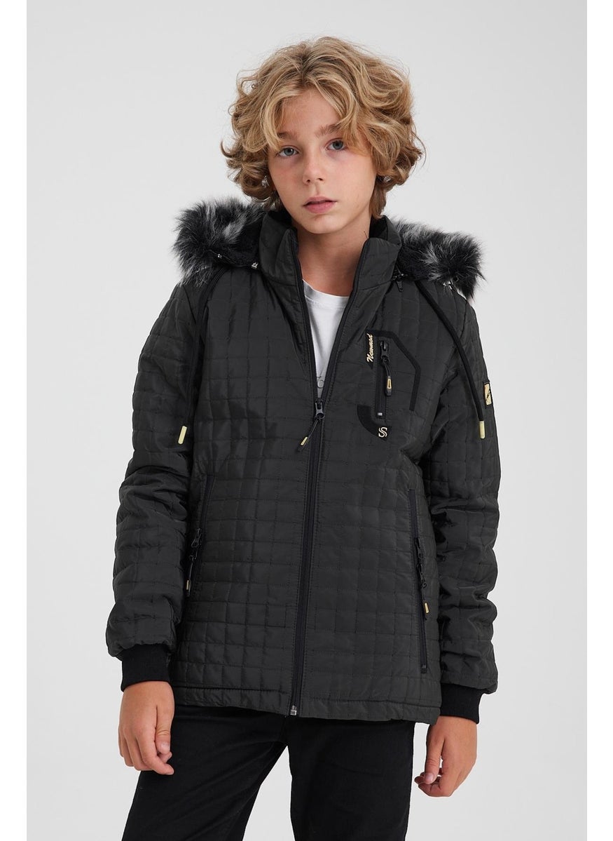 Green Boy Water and Windproof Removable Hooded Quilted Jacket&Coat