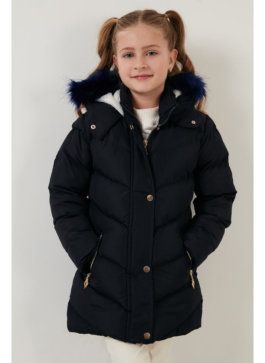 Side Faux Fur Hooded Puffer Coat Girls' COAT 6035018