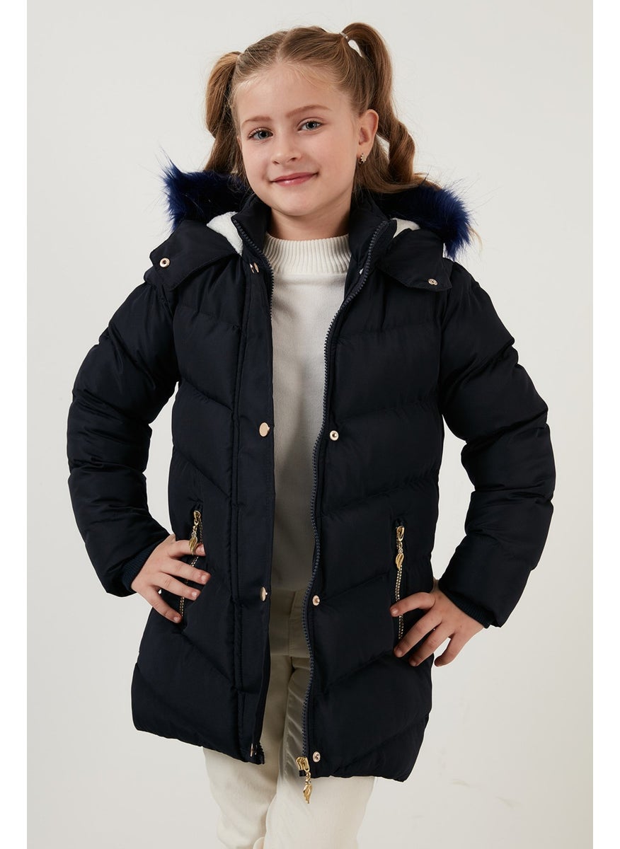 Side Faux Fur Hooded Puffer Coat Girls' COAT 6035018