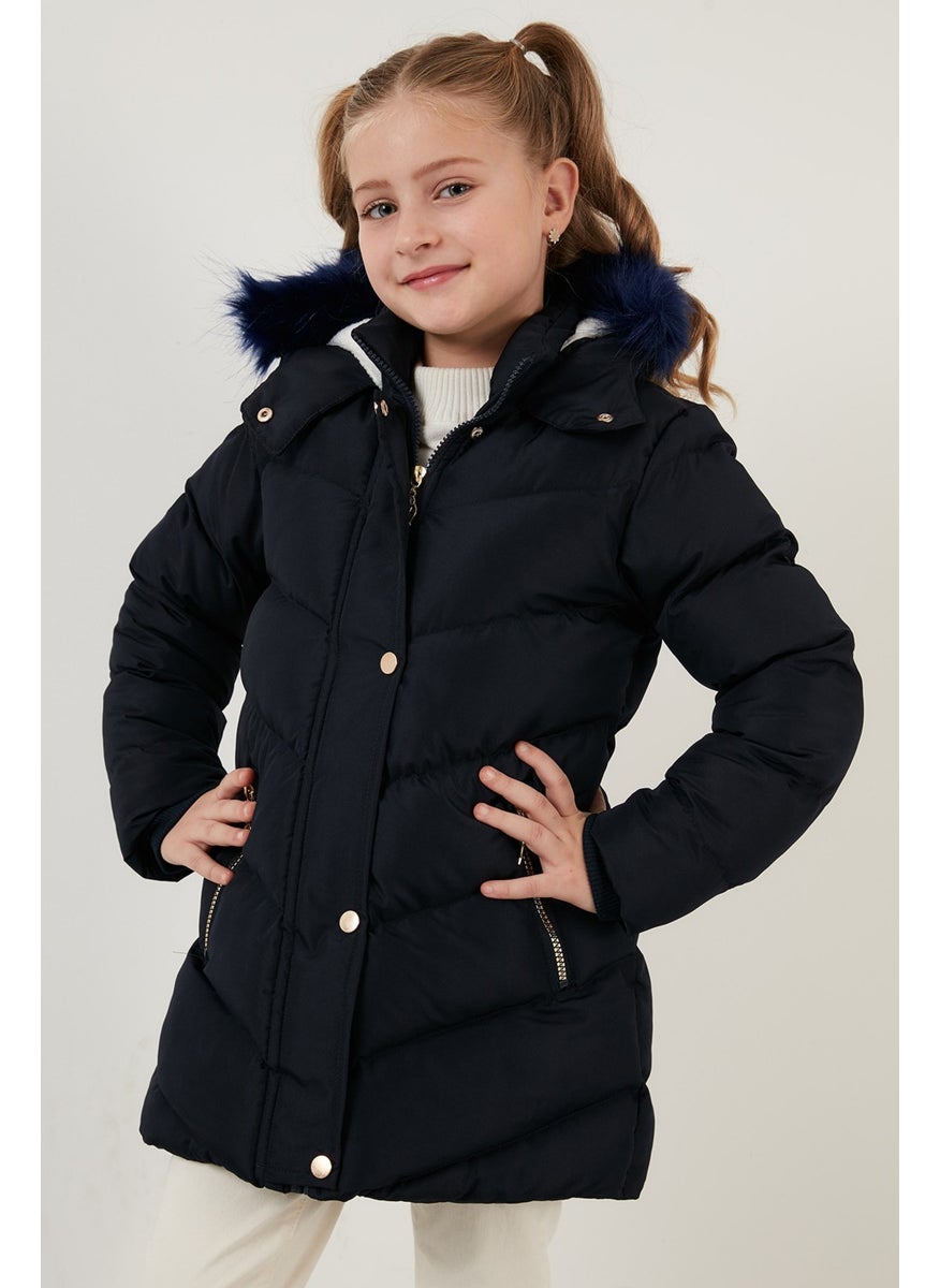 Side Faux Fur Hooded Puffer Coat Girls' COAT 6035018