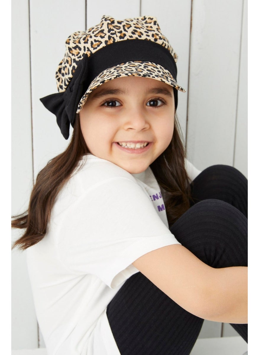 Girl's Leopard Visor 4 Season Hat Beanie - Soft Combed Cotton New Design