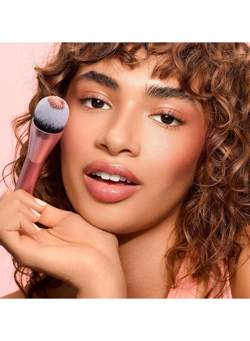 Power Pigment Blush Makeup Brush, Cheek Brush For Liquid & Cream Blush, Dense, Synthetic Bristles With Pointed Shape, Vegan & Cruelty Free Pink