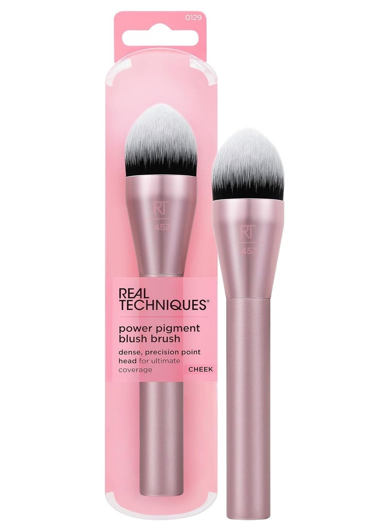 Power Pigment Blush Makeup Brush, Cheek Brush For Liquid & Cream Blush, Dense, Synthetic Bristles With Pointed Shape, Vegan & Cruelty Free Pink