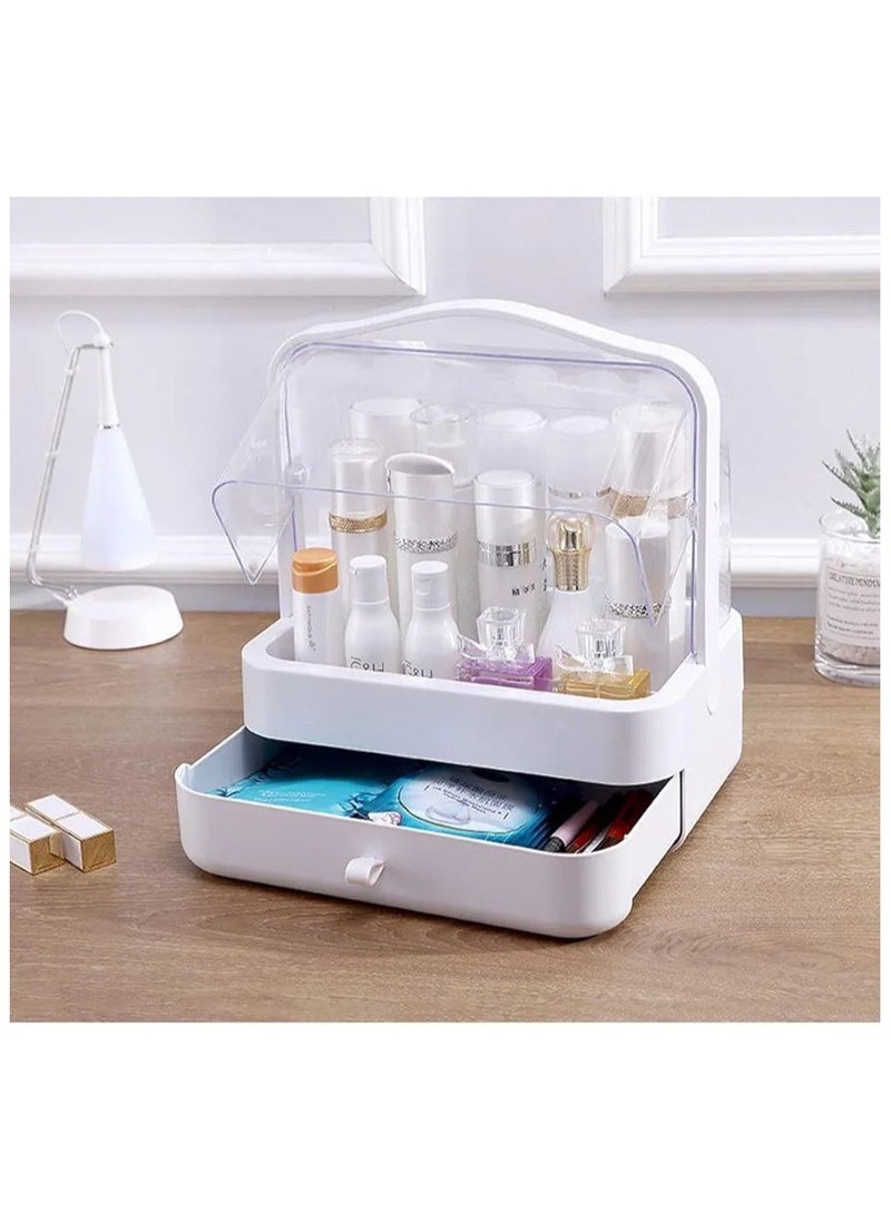 Cosmetic and Jewelry Storage with Dustproof Lid Large Makeup Organizer Display Boxes with Drawers for Vanity Skin Care Products Rack Dressing Table Desktop Finishing Box.