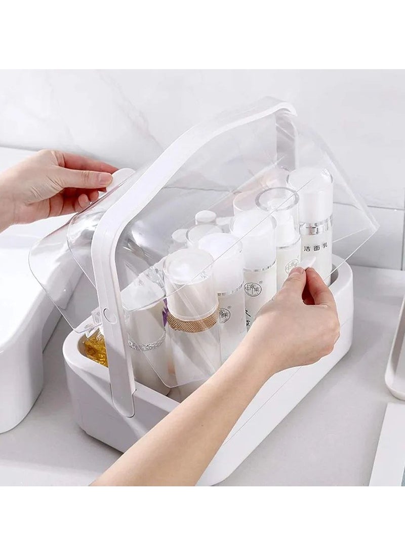 Cosmetic and Jewelry Storage with Dustproof Lid Large Makeup Organizer Display Boxes with Drawers for Vanity Skin Care Products Rack Dressing Table Desktop Finishing Box.