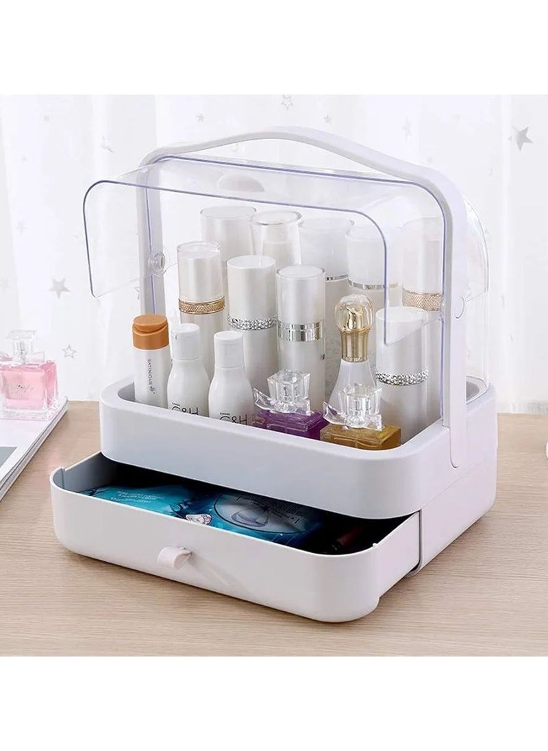 Cosmetic and Jewelry Storage with Dustproof Lid Large Makeup Organizer Display Boxes with Drawers for Vanity Skin Care Products Rack Dressing Table Desktop Finishing Box.