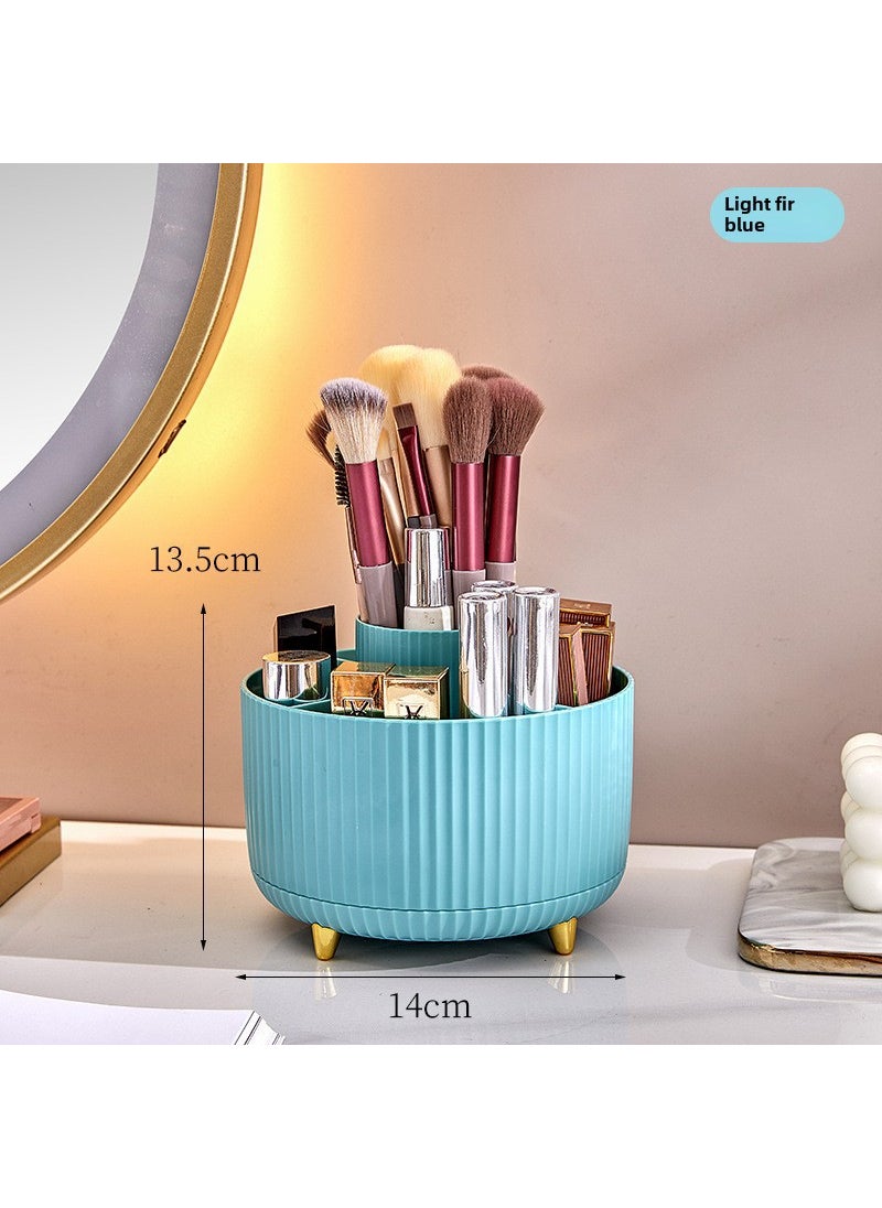 Plastic Rotating Cosmetic Box Storage Tank Japanese-style Split Lipstick Eyebrow Pen Powder Dresser Cosmetic Storage Tank Blue