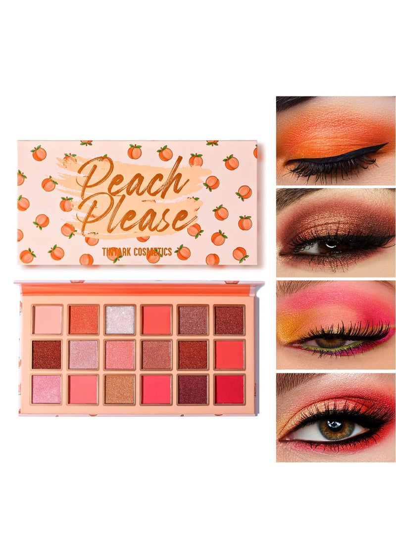 Peach Please Eyeshadow Palette Makeup Metallic Shimmer Matte Eye Shadow Pallets for Women Peach Pink Brown Smoky Eye Make up Long Lasting Talc Free