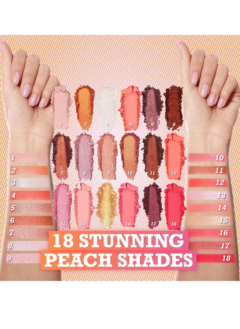 Peach Please Eyeshadow Palette Makeup Metallic Shimmer Matte Eye Shadow Pallets for Women Peach Pink Brown Smoky Eye Make up Long Lasting Talc Free