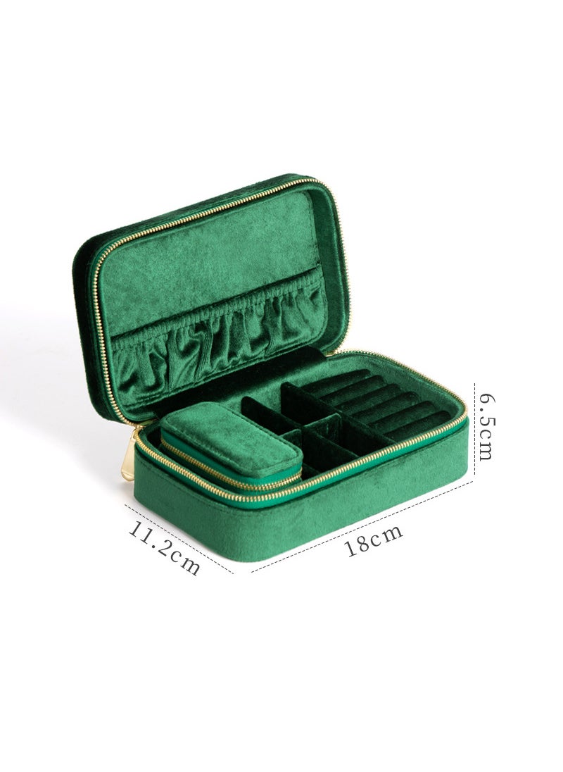 Cross-border spot wholesale top grade Meichuang son and mother set jewelry box simple green velvet jewelry jewelry storage bag Emerald green