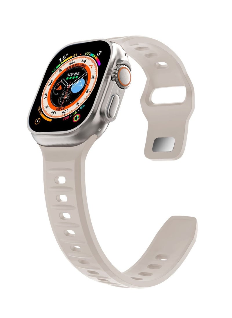 A-Case Series Amasra Compatible with Apple watch series 42/44/45/49mm Silicone Band Patented bidirectional connectors Strong magnetic attachment for easy length adjustment and secure fit Soft UV treated FKM SILICONE for lasting smooth finish Waterproof and washable - Beige