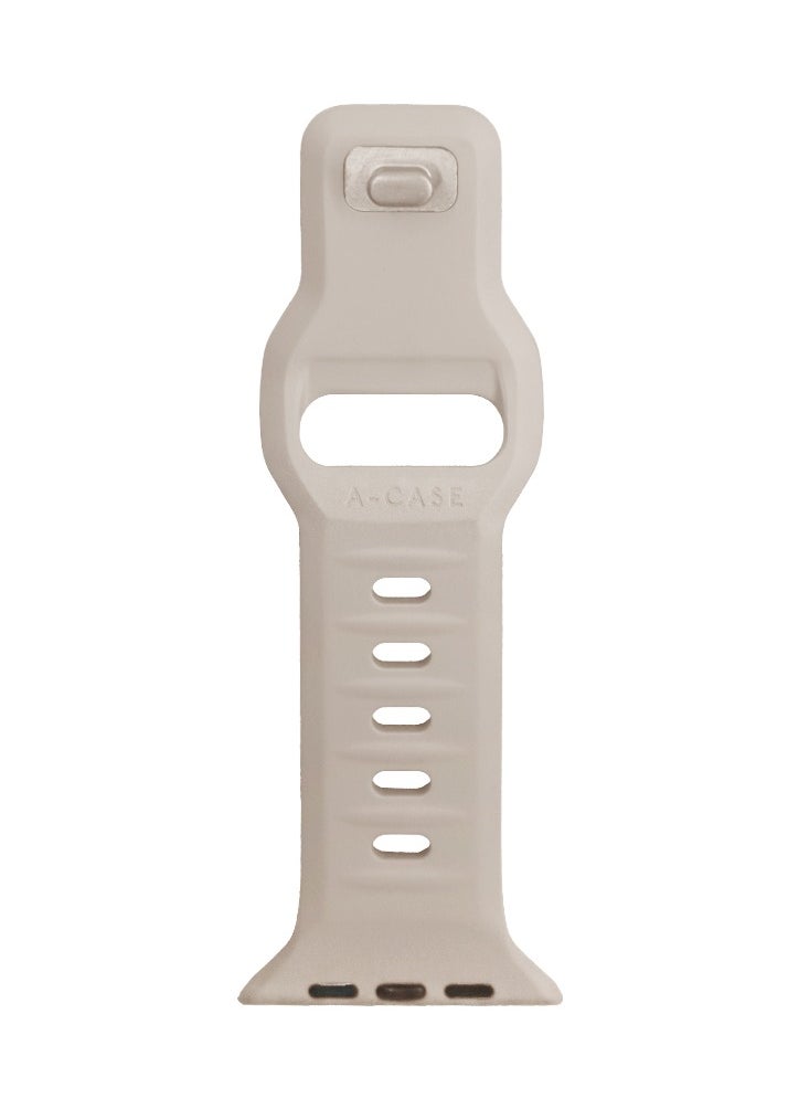 A-Case Series Amasra Compatible with Apple watch series 42/44/45/49mm Silicone Band Patented bidirectional connectors Strong magnetic attachment for easy length adjustment and secure fit Soft UV treated FKM SILICONE for lasting smooth finish Waterproof and washable - Beige