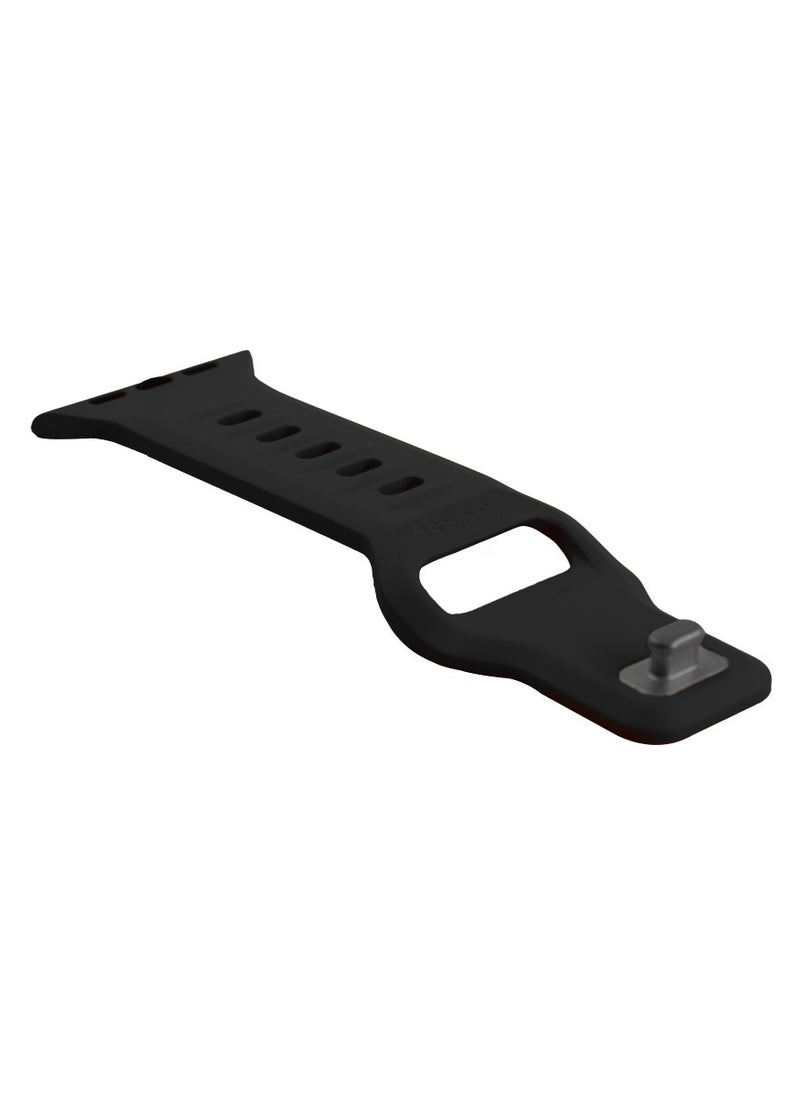 A-Case Series Amasra Compatible with Apple watch series 42/44/45/49mm Silicone Band Patented bidirectional connectors Strong magnetic attachment for easy length adjustment and secure fit Soft UV treated FKM SILICONE for lasting smooth finish Waterproof and washable - Black