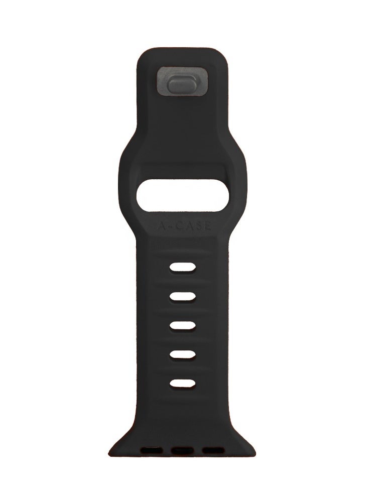 A-Case Series Amasra Compatible with Apple watch series 42/44/45/49mm Silicone Band Patented bidirectional connectors Strong magnetic attachment for easy length adjustment and secure fit Soft UV treated FKM SILICONE for lasting smooth finish Waterproof and washable - Black