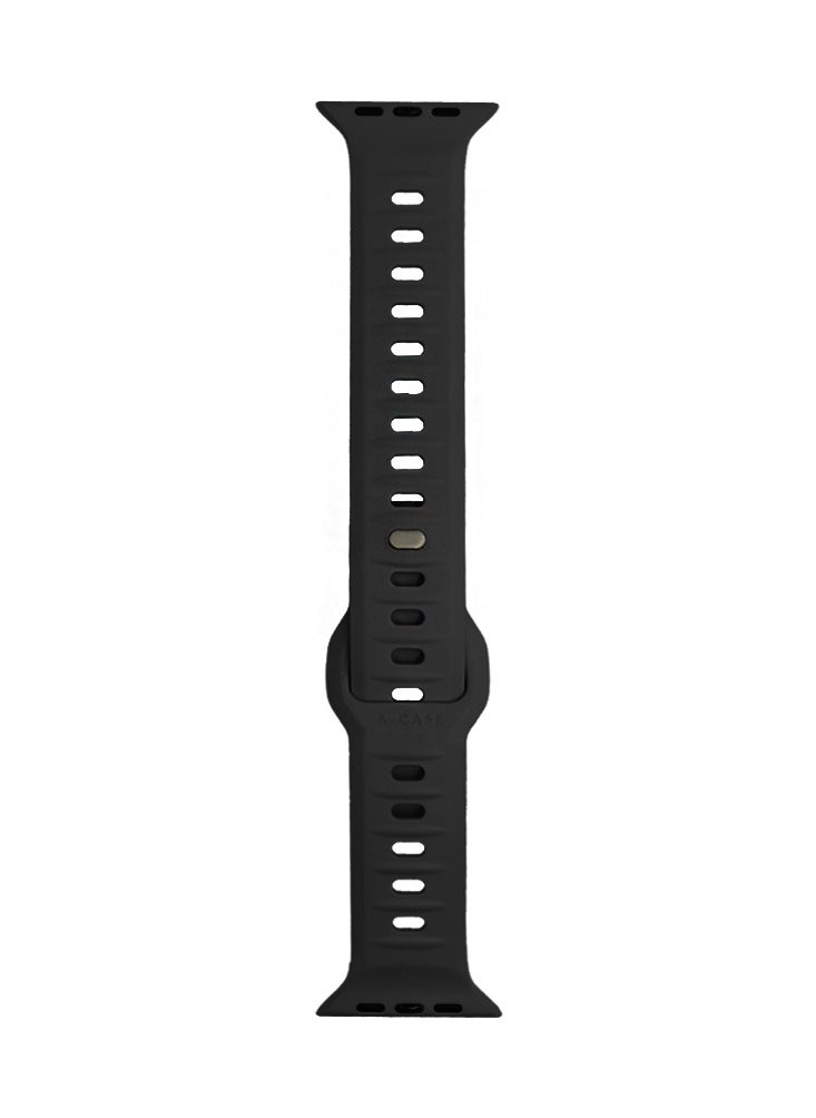 A-Case Series Amasra Compatible with Apple watch series 42/44/45/49mm Silicone Band Patented bidirectional connectors Strong magnetic attachment for easy length adjustment and secure fit Soft UV treated FKM SILICONE for lasting smooth finish Waterproof and washable - Black