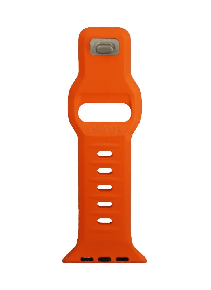 A-Case Series Amasra Compatible with Apple watch series 42/44/45/49mm Silicone Band Patented bidirectional connectors Strong magnetic attachment for easy length adjustment and secure fit Soft UV treated FKM SILICONE for lasting smooth finish Waterproof and washable - Orange