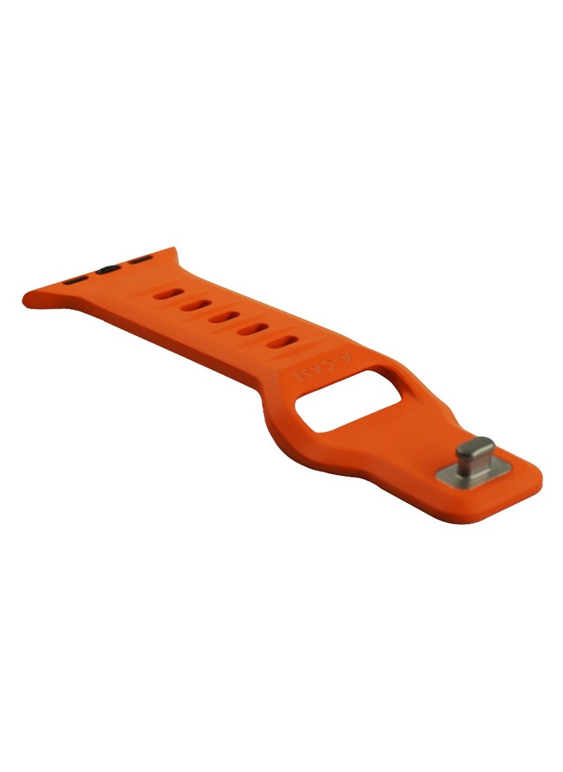 A-Case Series Amasra Compatible with Apple watch series 42/44/45/49mm Silicone Band Patented bidirectional connectors Strong magnetic attachment for easy length adjustment and secure fit Soft UV treated FKM SILICONE for lasting smooth finish Waterproof and washable - Orange