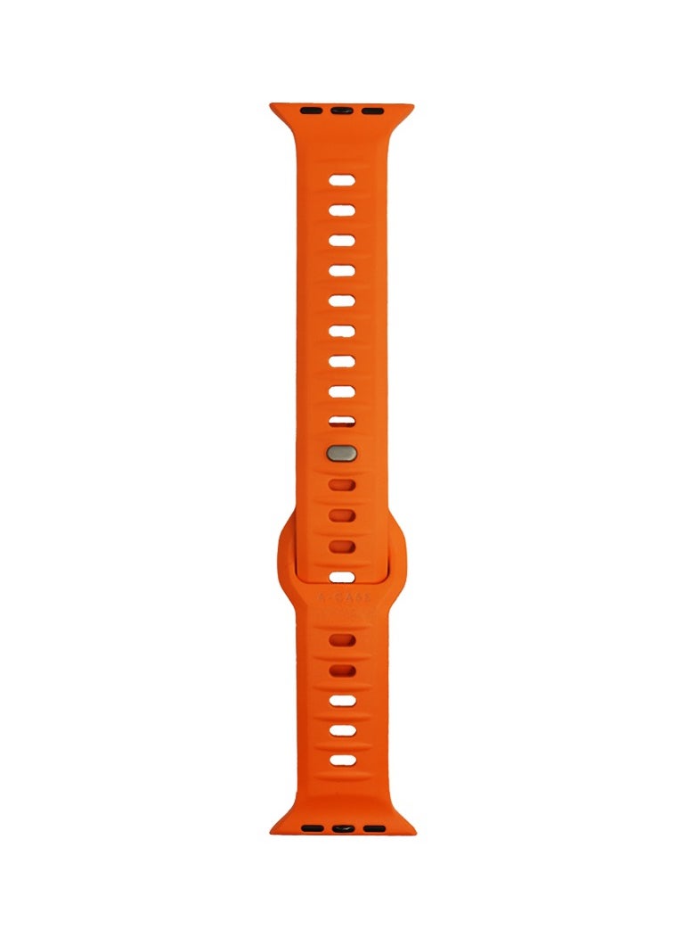 A-Case Series Amasra Compatible with Apple watch series 42/44/45/49mm Silicone Band Patented bidirectional connectors Strong magnetic attachment for easy length adjustment and secure fit Soft UV treated FKM SILICONE for lasting smooth finish Waterproof and washable - Orange