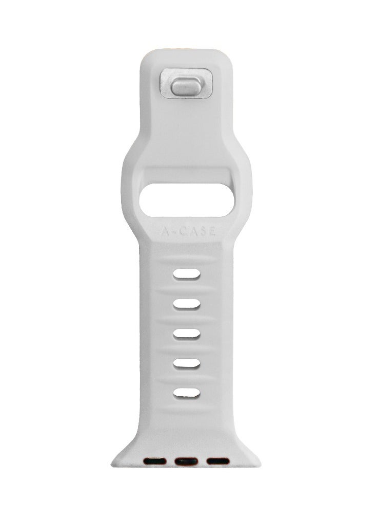 A-Case Series Amasra Compatible with Apple watch series 42/44/45/49mm Silicone Band Patented bidirectional connectors Strong magnetic attachment for easy length adjustment and secure fit Soft UV treated FKM SILICONE for lasting smooth finish Waterproof and washable - White