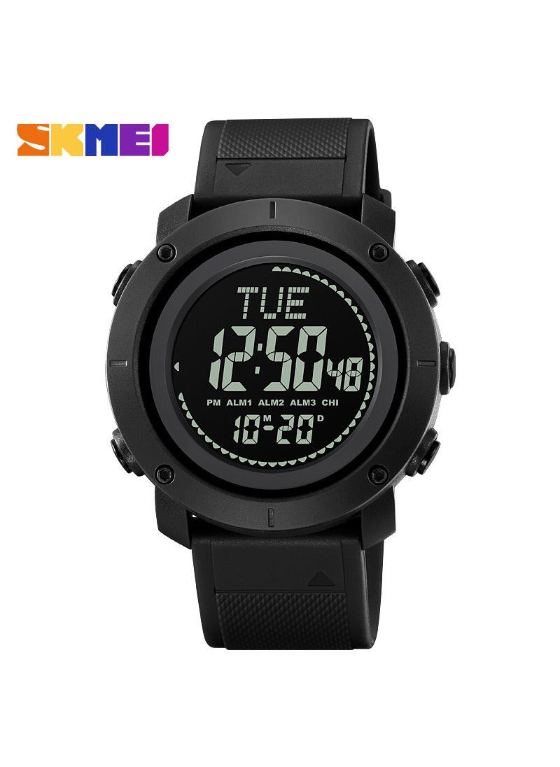 Mens Digital Compass Watch Multifunction Waterproof Sports Black