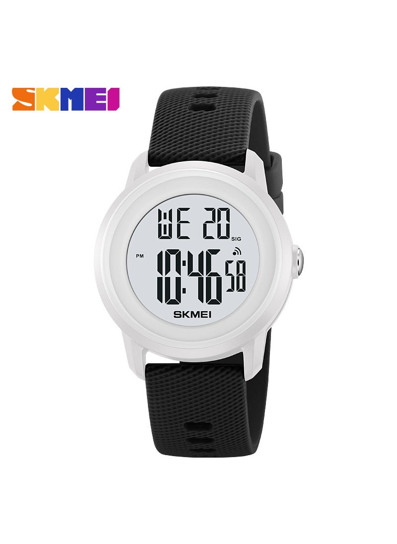 SKEMI Unisex Sporty Multifunction Waterproof Watch Black and White