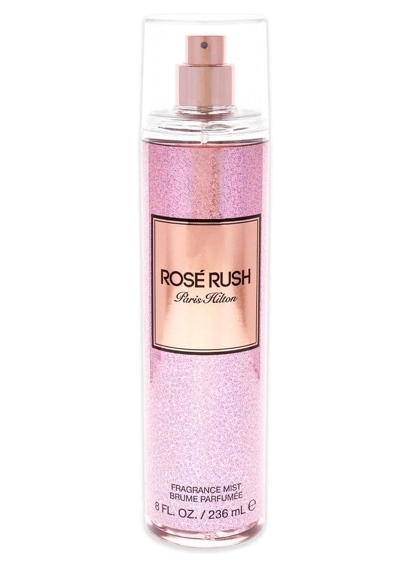 Paris Hilton Rose Rush Body Spray for Women | Floral and Fruity Fragrance | Notes of Rose Petals, Papaya and Amber | Feminine, Flirty and Long-Lasting | 8 Oz