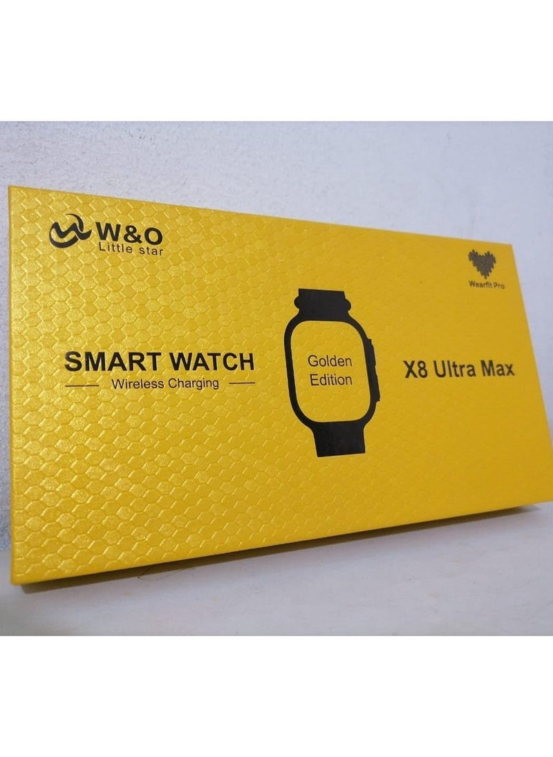 X8 Ultra Max Smart Watch 8 Series 49mm Gold Edition New Arrival with Bluetooth Calling, Wireless Charging