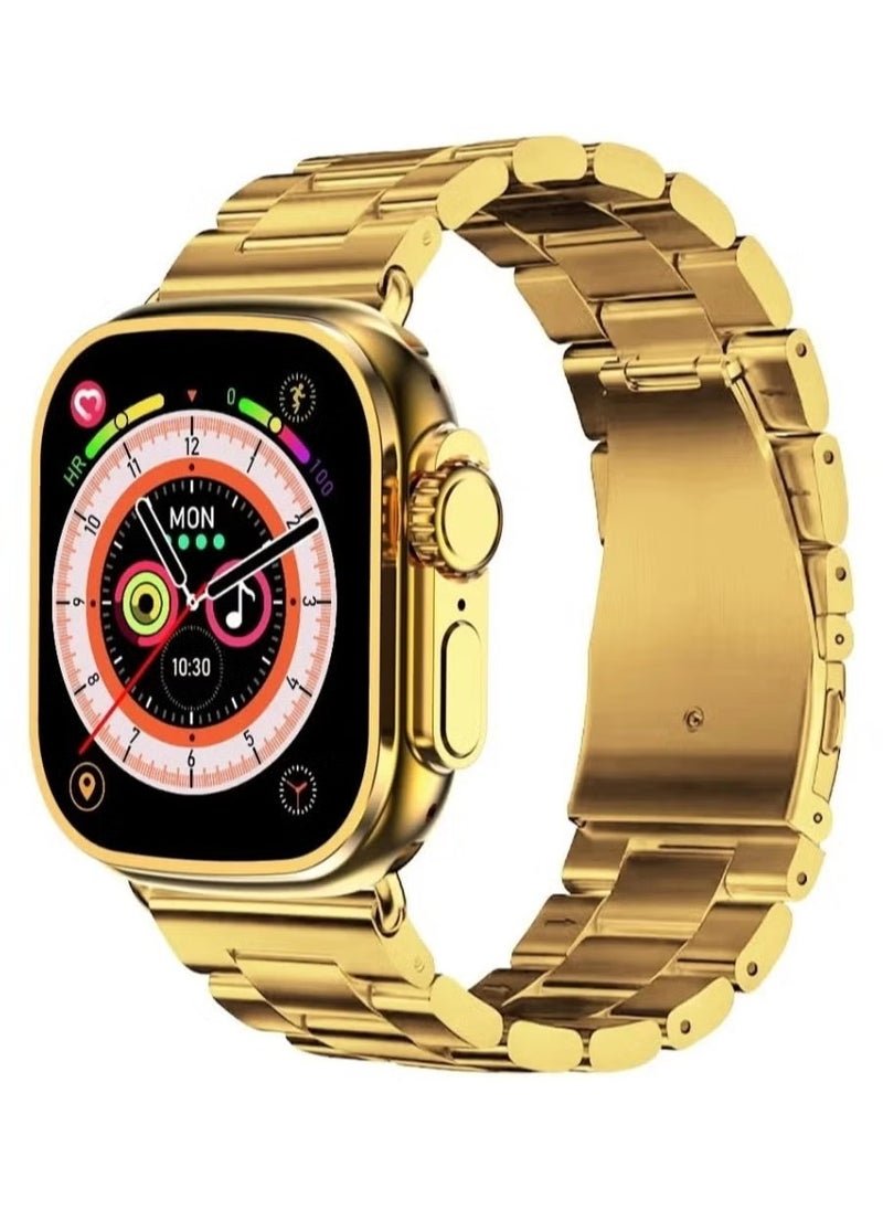 X8 Ultra Max Smart Watch 8 Series 49mm Gold Edition New Arrival with Bluetooth Calling, Wireless Charging