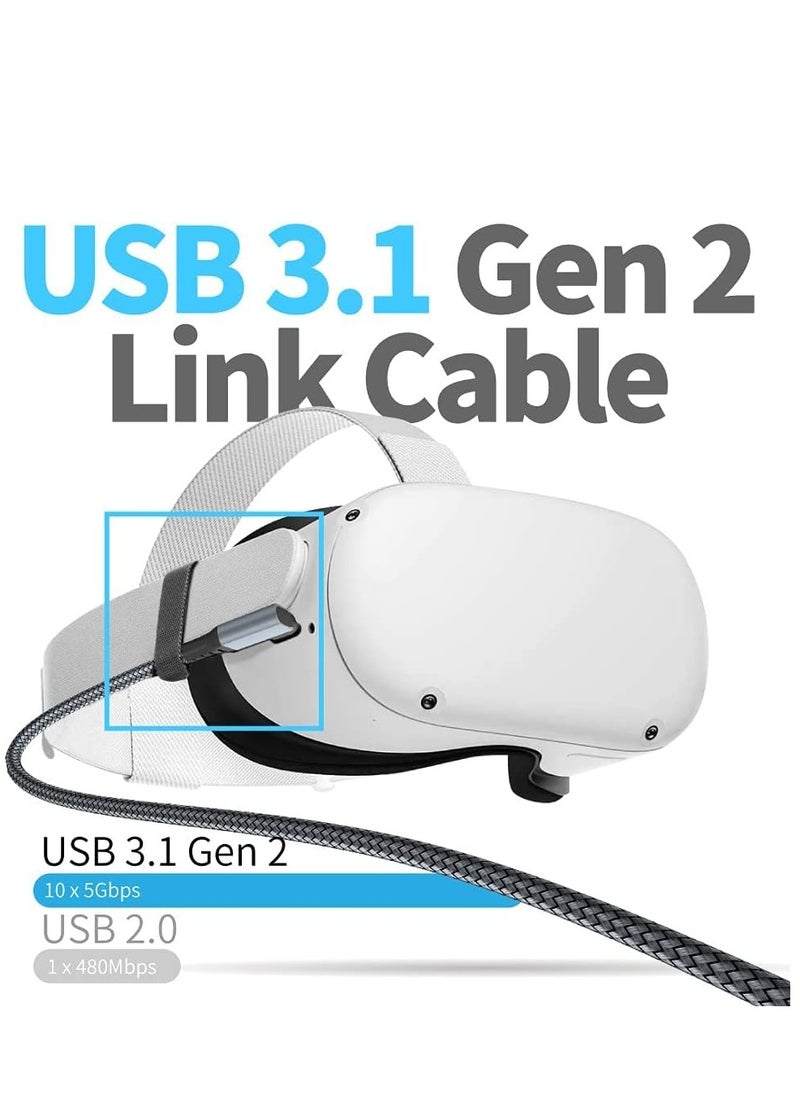 Extra Long Link Cable 16ft for Oculus Quest 2/ Quest VR Headset and Gaming PC, USB C to USB C Fast Charging Charger Cord Compatible with Samsung Galaxy S22 S21 S20 Plus Ultra Note 20 (Grey)