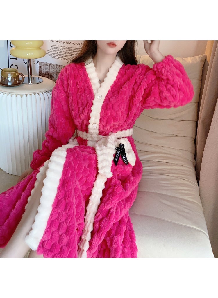 Cozy Coral Fleece Bathrobe Winter Thicken Cute 09449 Mei Hong