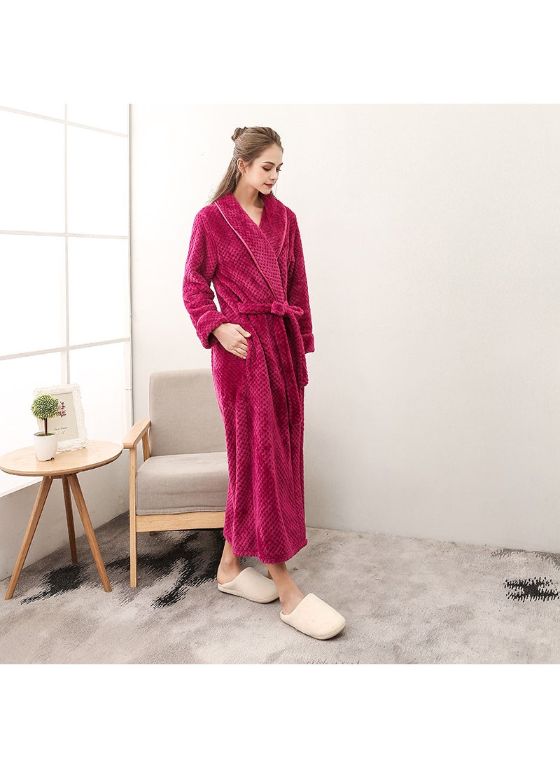 Thick Warm Couples Sleepwear Fleece Bathrobe 1506 rose-Female