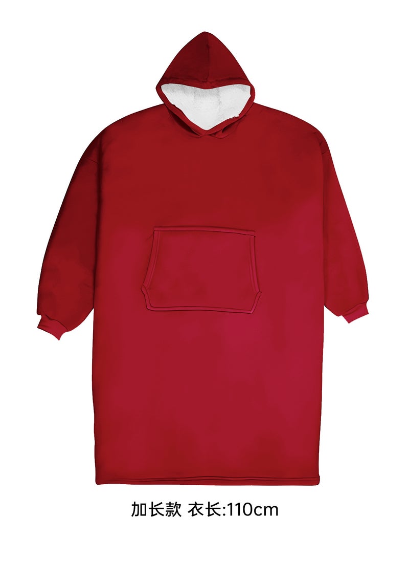 Thick Fleece Winter Robe with Pockets wine red