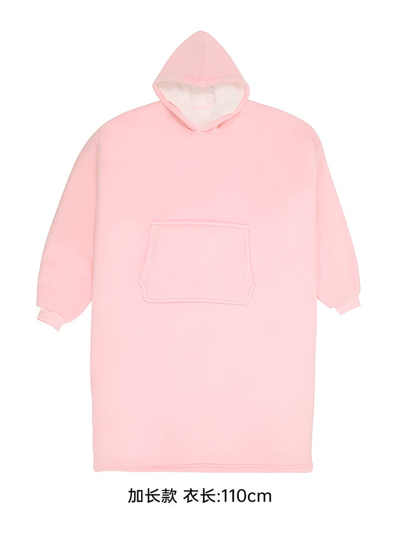 Thick Fleece Winter Robe with Pockets pink