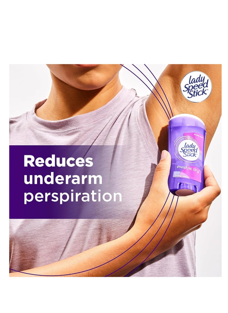 Lady Speed Stick Invisible Dry Antiperspirant Deodorant, Shower Fresh, 2.3oz, 4 Pack