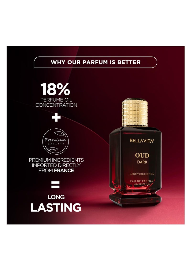 OUD DARK Eau De Parfum (3.48 fl. oz.) | Intense Arabian Perfume for women & men | Infused with Citrus, Grapefruit, Floral, Vetiver, Orris, Musky Oud | Fragrance Family: Spicy, Ambery, and Oud