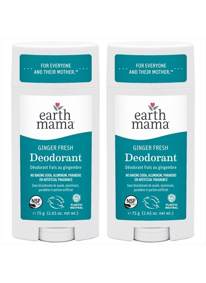 Ginger Fresh Deodorant | Safe for Sensitive Skin, Pregnancy and Breastfeeding, Contains Organic Ginger and Lime, No Baking Soda or Aluminum, 2.65-Ounce (2-Pack)