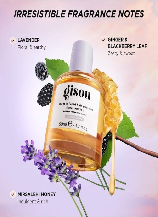 GISOU Honey Infused Hair Perfume in Lavender Berry - 50ml | Long-Lasting, Nourishing Hair Mist