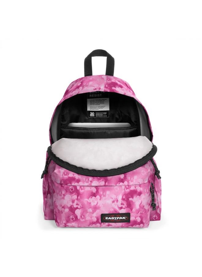 Eastpak Day Pak'R Flowerblur Pink Medium backpack with bottle holder and laptop sleeve