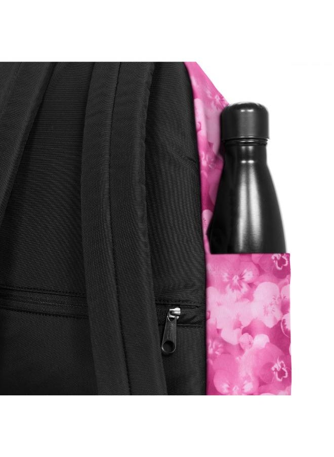 Eastpak Day Pak'R Flowerblur Pink Medium backpack with bottle holder and laptop sleeve